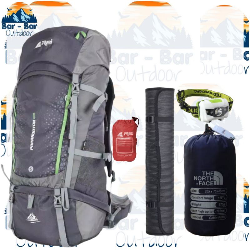 Paket Perlengkapan Peralatan Outdoor Tas Gunung Carrier Arei Rei Papandayan 60L