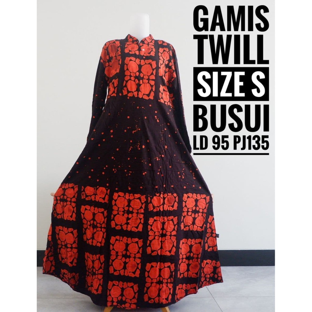 Gamis Dress Remaja Wanita Terbaru Kekinian Syari Lebaran Raya Motif Batik Abstrak Twill Ori Pekalong