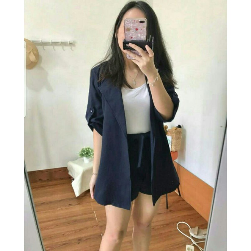 SET BLAZER MEGUMI WANITA /SETELAN WANITA/FORMAL KANTORAN BKK KOREA/SET PANJANG/CARDIGAN JAS OUTER