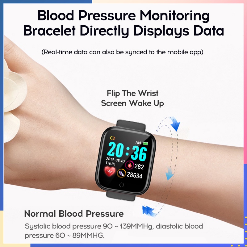Y68 Smartwatch Sports IP67 Waterproof Fitness Tracker Heart Monitor Wanita Digital Jam Tangan Pintar