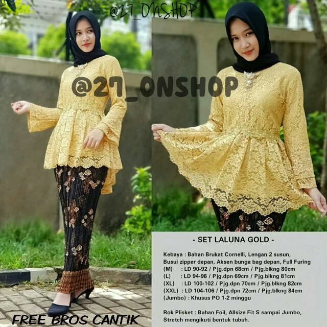 KEBAYA ORIGINAL/KEBAYA MURAH/KEBAYA COUPLE/SETELAN KEBAYA/KEBAYA LALUNA GOLD/KEBAYA MODERN