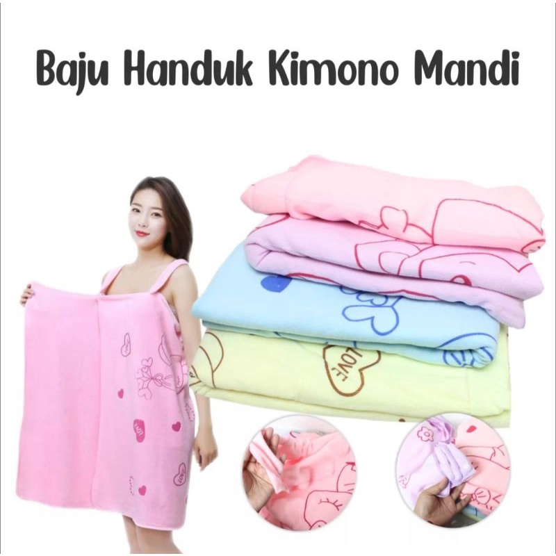 Handuk Baju Mandi / Handuk Mandi  / Handuk Baju Kimono Dewasa / Wearable Towel Kimono / Handuk Kimono