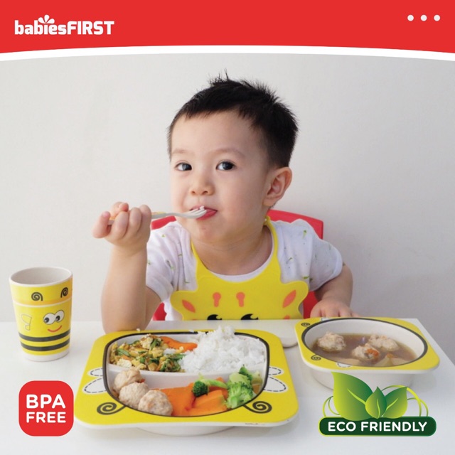 babiesFIRST FEEDING SET BAMBOO Fiber Kids Tableware Peralatan Makan Anak Babies First Bambu Animal