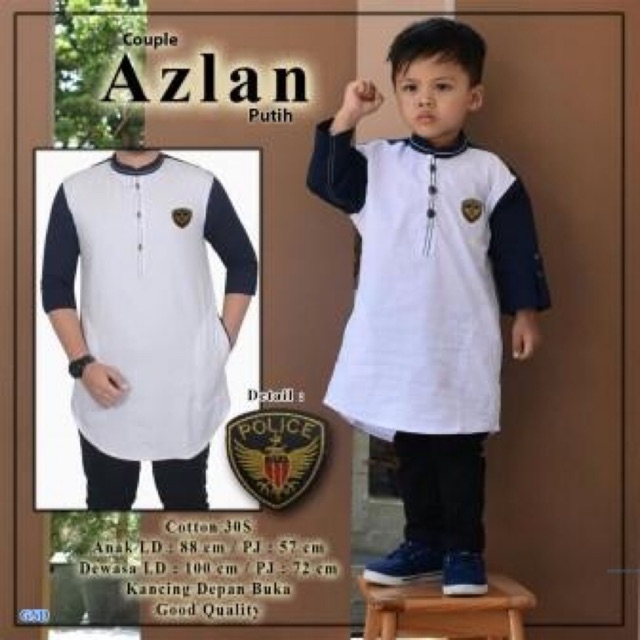 Cp koko azlan/baju koko couple muslim/baju muslim pasangan/baju anak laki laki/baju koko couple