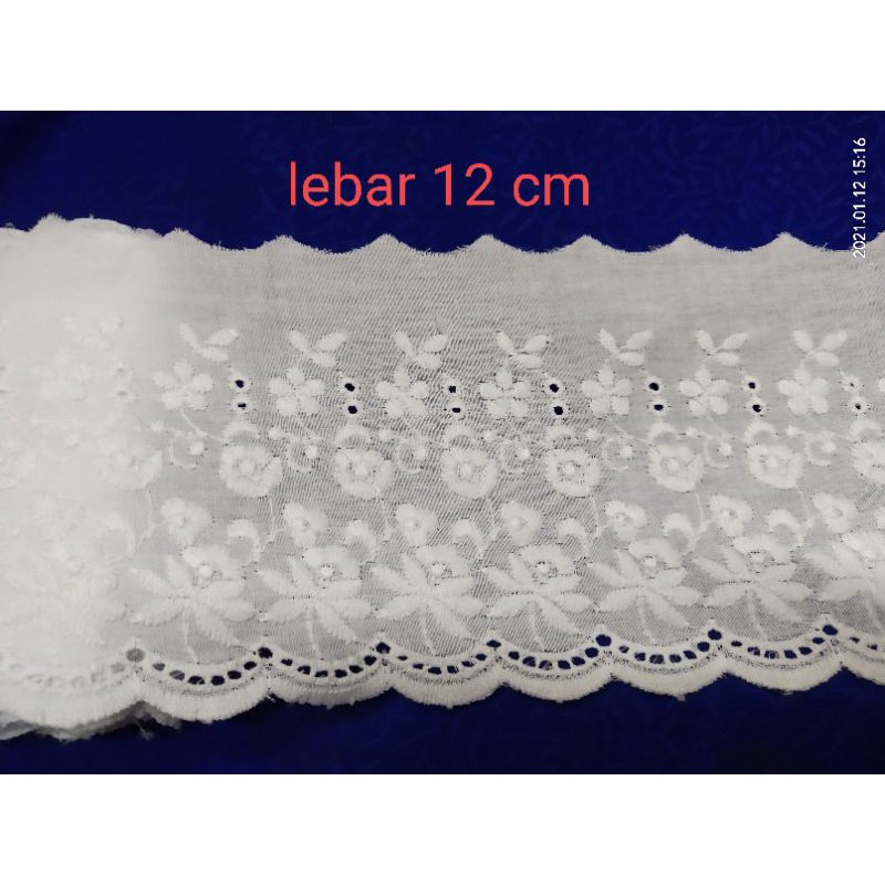 Renda katun lebar renda lebar renda bordir lebar renda mukena renda baju renda katun renda kain