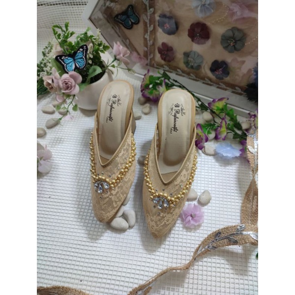 sepatu v mozza nude gold tinggi 9cm tahu