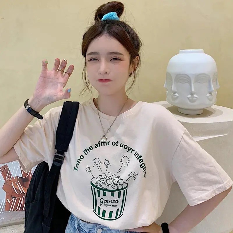 MYSTIQUE.ID-BAJU KAOS POPCORN T-SHIRT LUCU DAN AESTHETIC