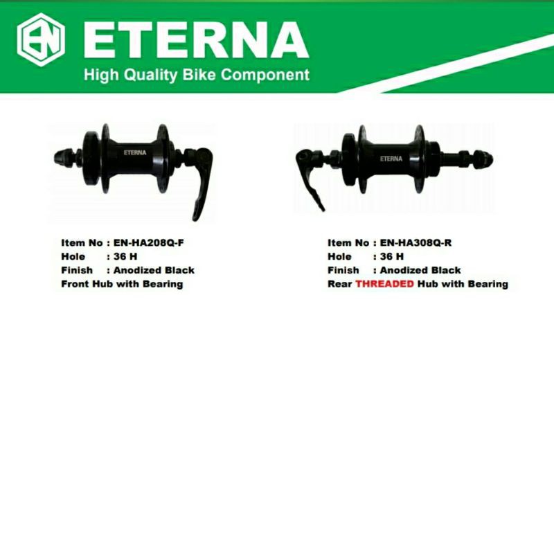 Hub Bos Drat Ulir Sepeda Lipat MTB Minion. ALLOY NON BEARING QR 36H ETERNA