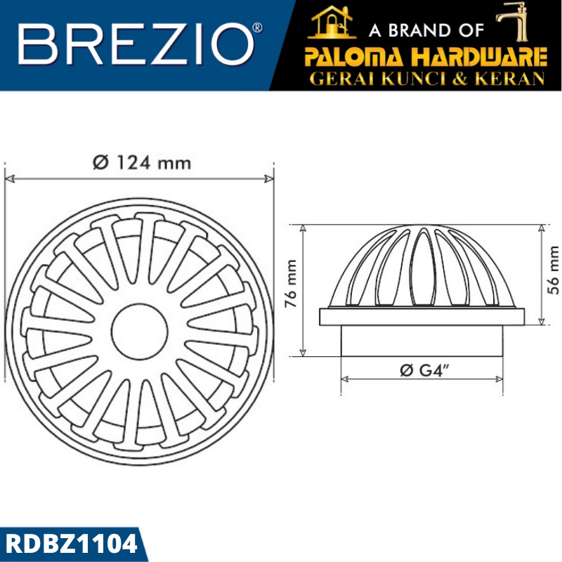 BREZIO ROOF DRAIN Saringan Talang Air Saringan Dak Afur 4&quot; RDBZ 1104