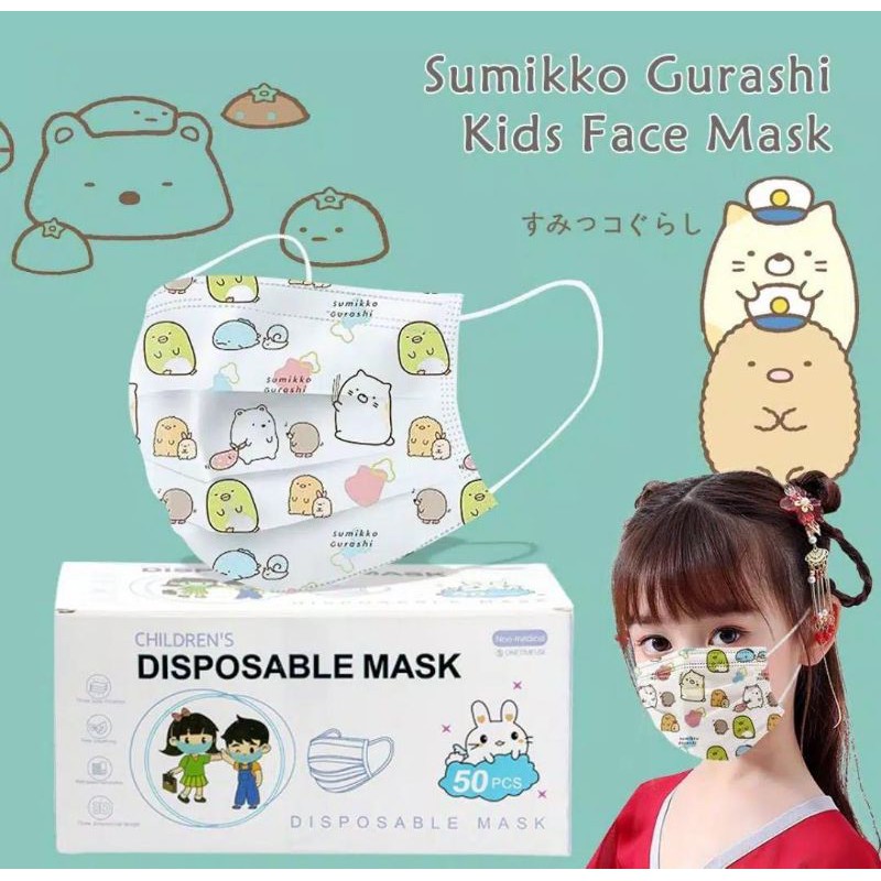 Masker Medis Anak 3 Ply Setara Masker Sensi Cartoon Series Anti Debu Virus Waterproof Tahan Air