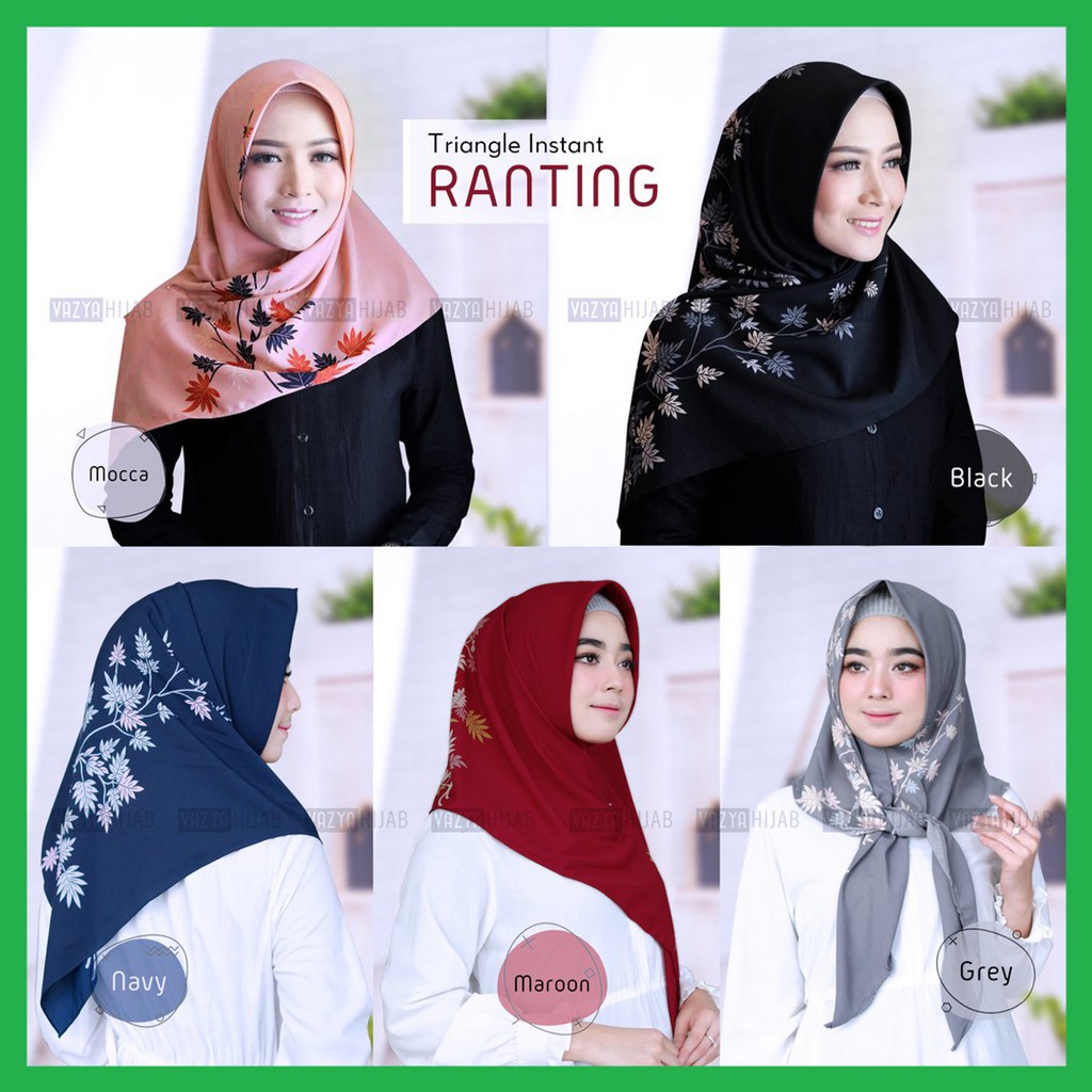 ✅ Segitiga Ranting [ Original ] Hijab Instan Rantting by Vazya Kerudung jilbab Twig Triangle Instant