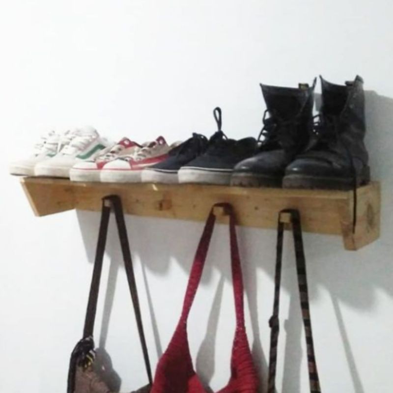 Kapstok Hanger Gantungan Kayu Rak Dinding