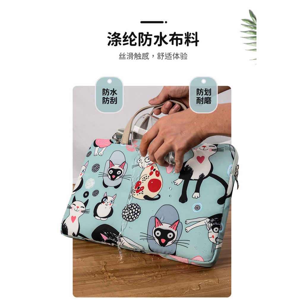 Tas Laptop Jinjing Selempang Wanita THE CAT Printed Lucu WATERPROOF 11 12 13 14 15 15.6 inch + Pouch