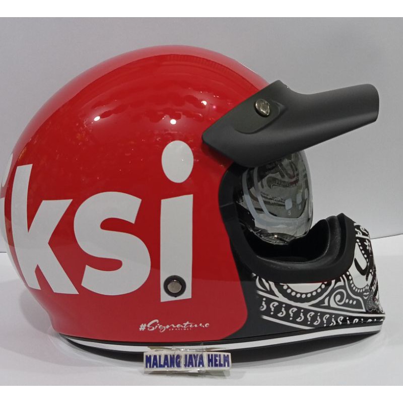 JPX HELM JP SIGNATURE PREDIKSI | RED FERARRI | RETRO CLASSIC DDRING