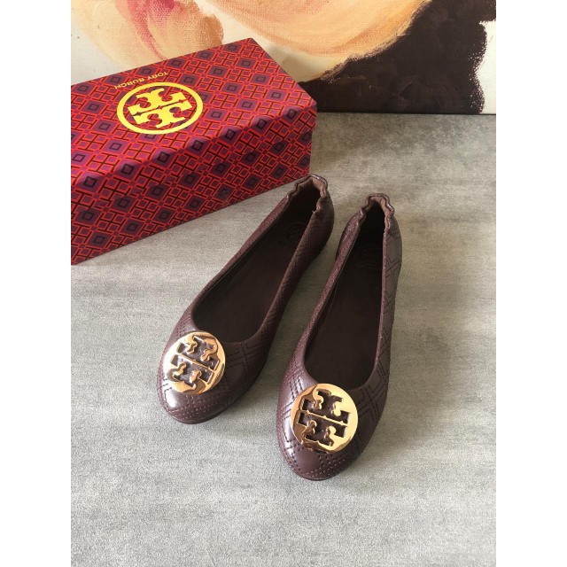 SEPATU WANITA TORY BURCH QUILTED MINNIE FLAT SHOES