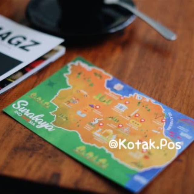 

SURABAYA MAP CARD SERIES PETA ATLAS INDONESIA JAWA TIMUR KARTU POS UNIK POSTCARD POSTCROSSING SURAT