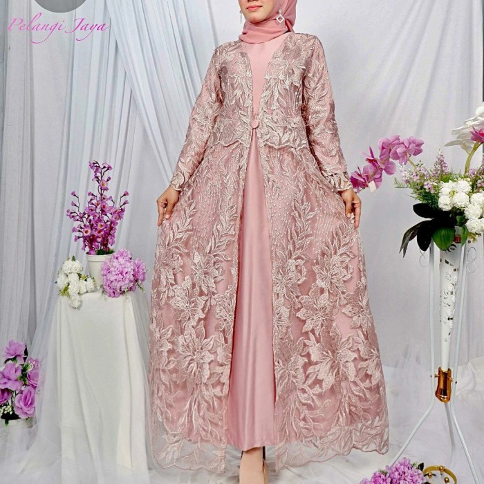 PREMIUM GAMIS PESTA TILLE TERBARU , GAMIS MAHESA DRESS PREMIUM ORIGINAL PRODUK - ROSE GOLD, M