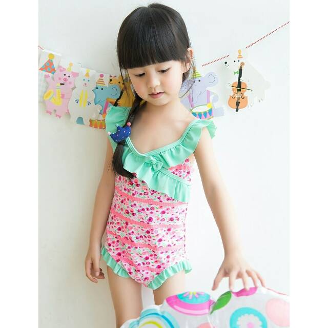 Baju Renang Swimsuit Cantik seksi Pink Tosca Murah Impor Anak Balita Perempuan Cewek