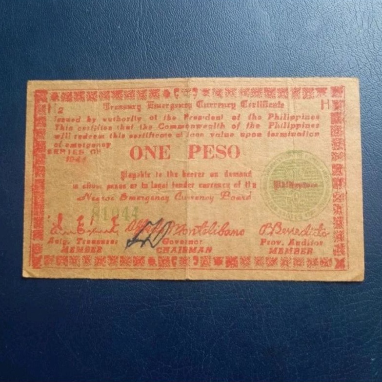 Uang Darurat 1 Peso Filipina 1945 Provinsi Negros Langka