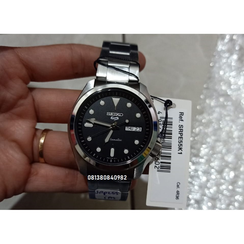 Seiko 5 Sports SRPE55K1 Black Dial Stainless Steel Strap SRPE55