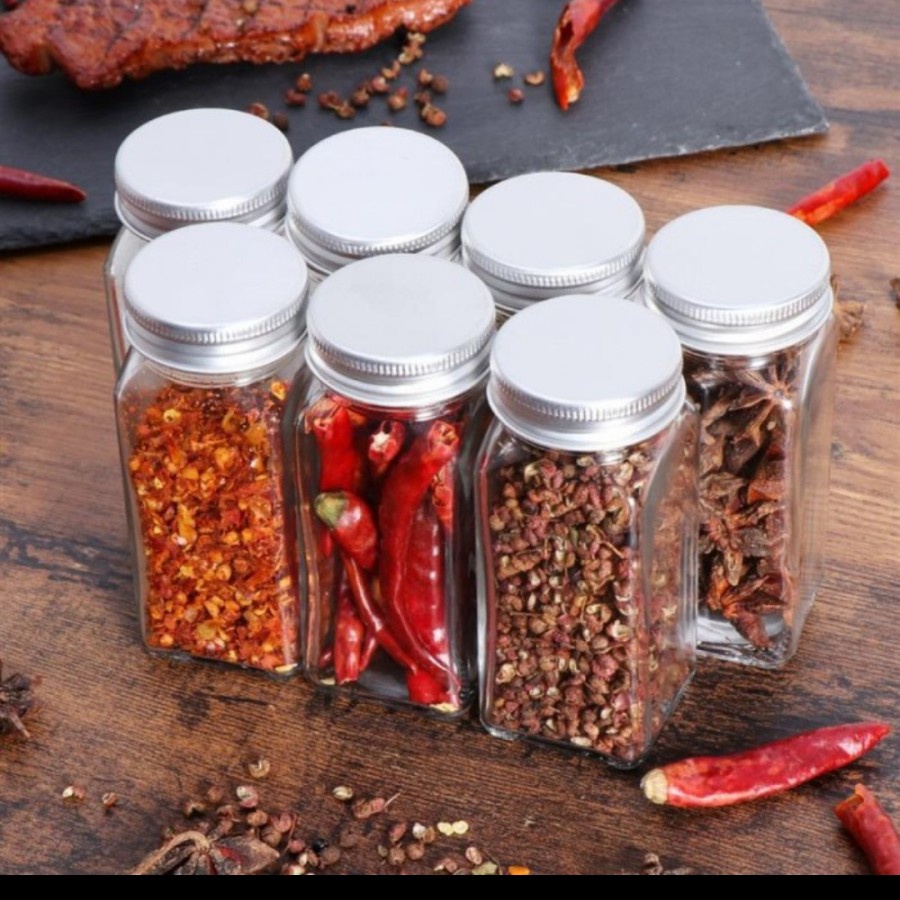 Spices jar kaca tempat bumbu dapur five spice bahan masak penyimpanan