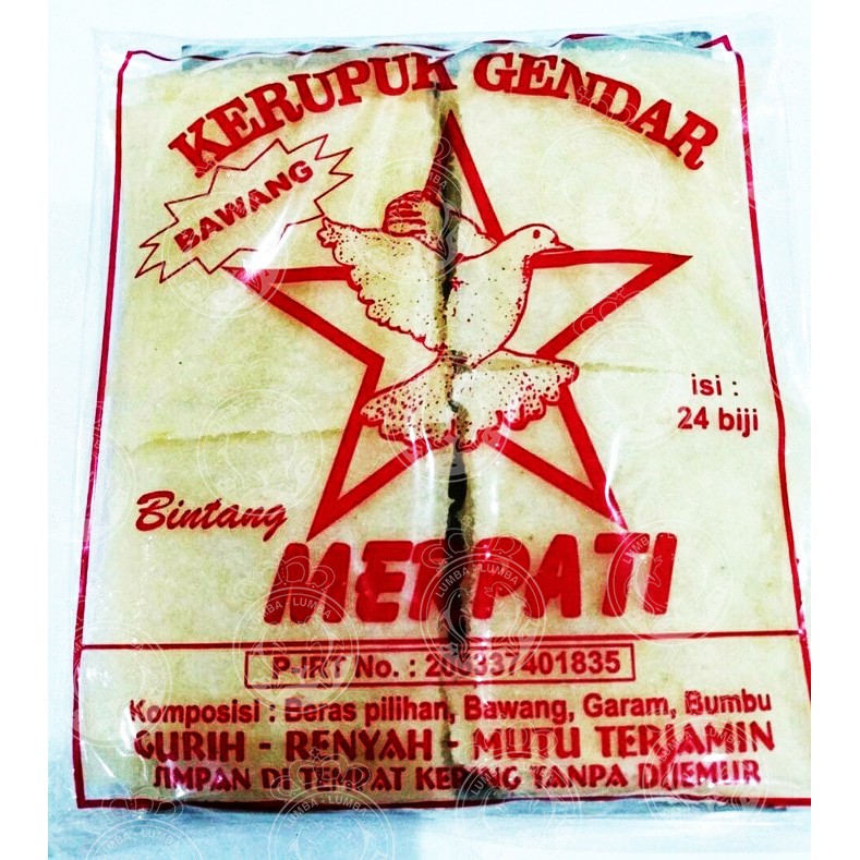 

Kerupuk Gendar Bawang Bintang Merpati /Puli /Karak /Krupuk /Beras Nasi
