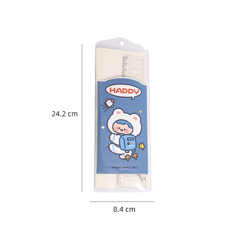 4pcs / Set Penggaris Transparan Portable Motif Kartun Lucu Untuk Pelajar