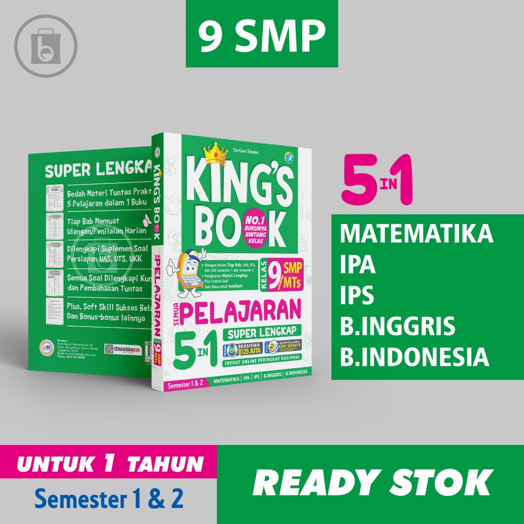 Buku SMP Terlengkap King's Book Semua Pelajaran 5 In 1 Kelas 9 Smp Mts