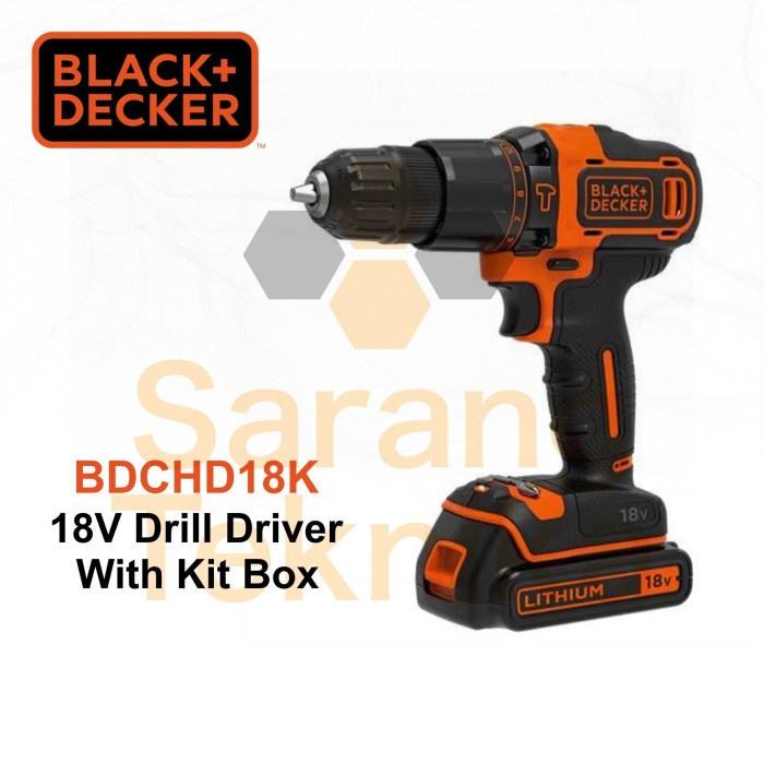 Mesin Bor Cordless 18V Baterai Black+Decker BDCHD18K Hammer Drill