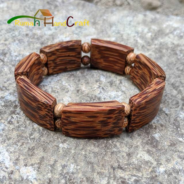 Gelang antik kayu pohon kelapa model bulat + persegi panjang