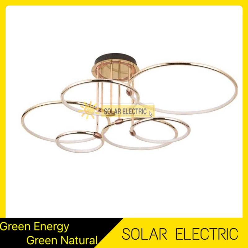 Lampu Gantung Hias Luxury Premium Minimalis Modern Aesthetic Estetik 3 / 4 / 6 Ring Pendant Ceiling LED - Gold Mewah