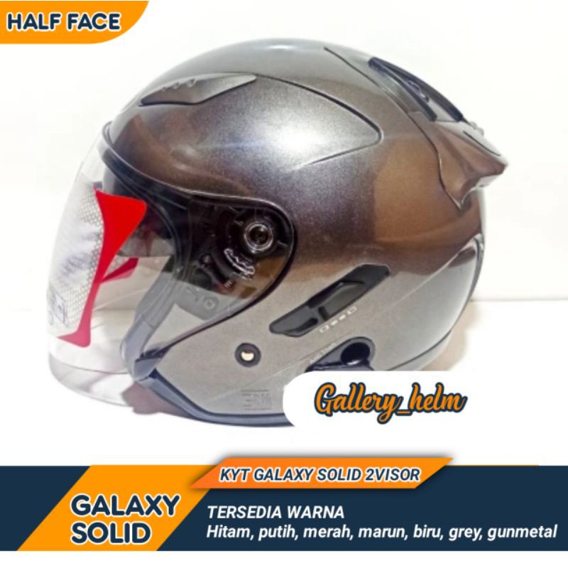 Jual Helm Kyt Galaxy Slide Gunmetal Helm Kyt Half Face Double Visor