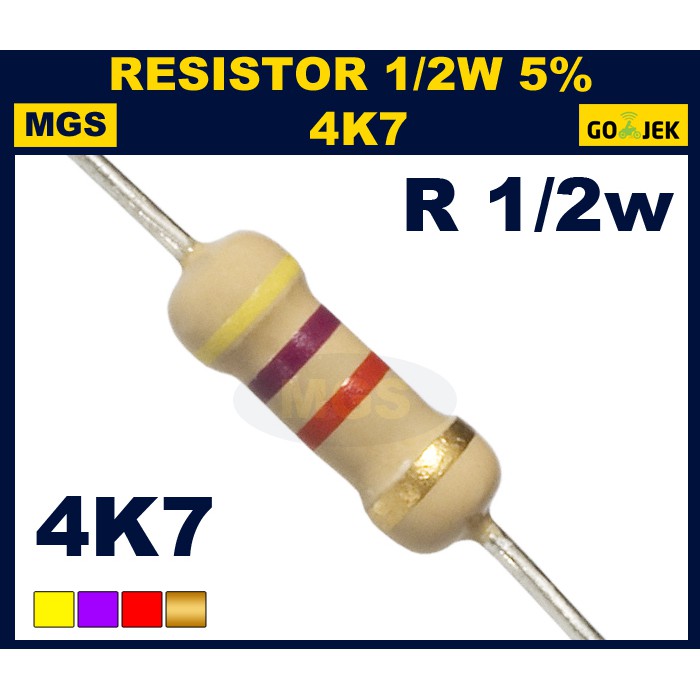 Resistor 1/2w 4K7 5% 500PCS