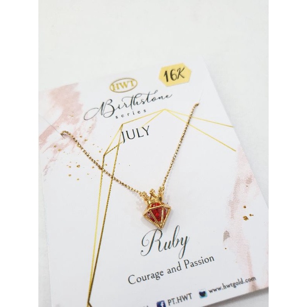 Rantai emas asli HWT BIRTHSTONE JULY kadar 16k