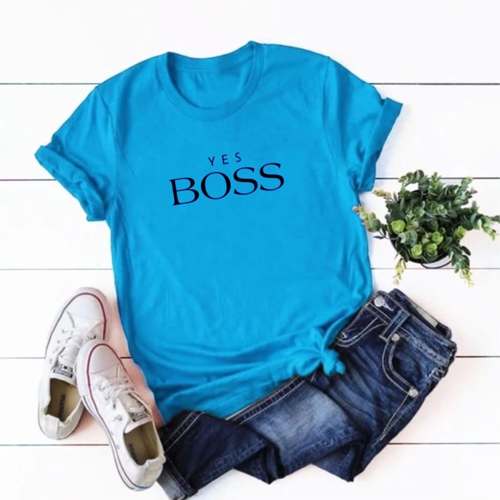 Kaos Wanita YES BOSS / Tshirt Combed 30s Wanita / Tumblr Tee / Atasan Baju Lengan Pendek