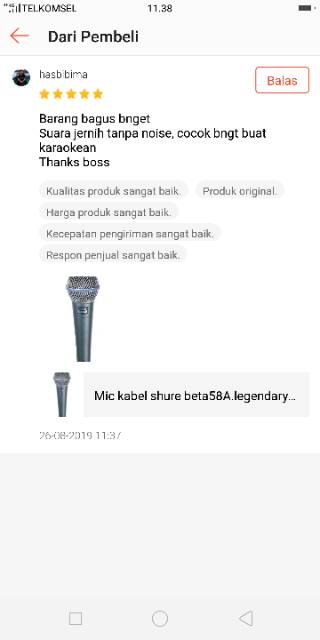 Mikropon kabel SH beta58A legendary mic kabel microphone