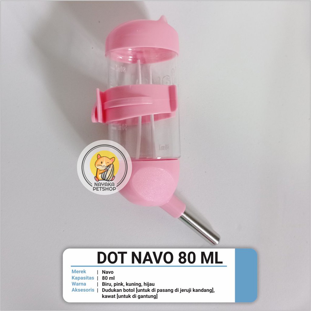 Navo 80 ml Dot Botol Tempat Minum Hewan Hamster Tupai Bajing Gerbil Sugar Glider Tikus