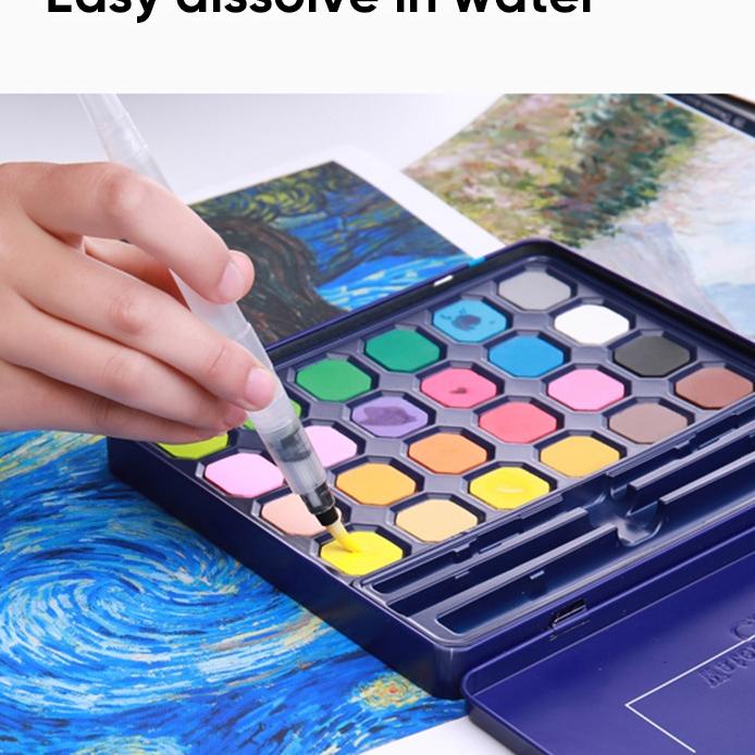 

Kirim LANGSUNG ♗ Giorgione Solid Watercolor Paint Cat Air 12/18/24/36/48 Warna Free Brush G-900.