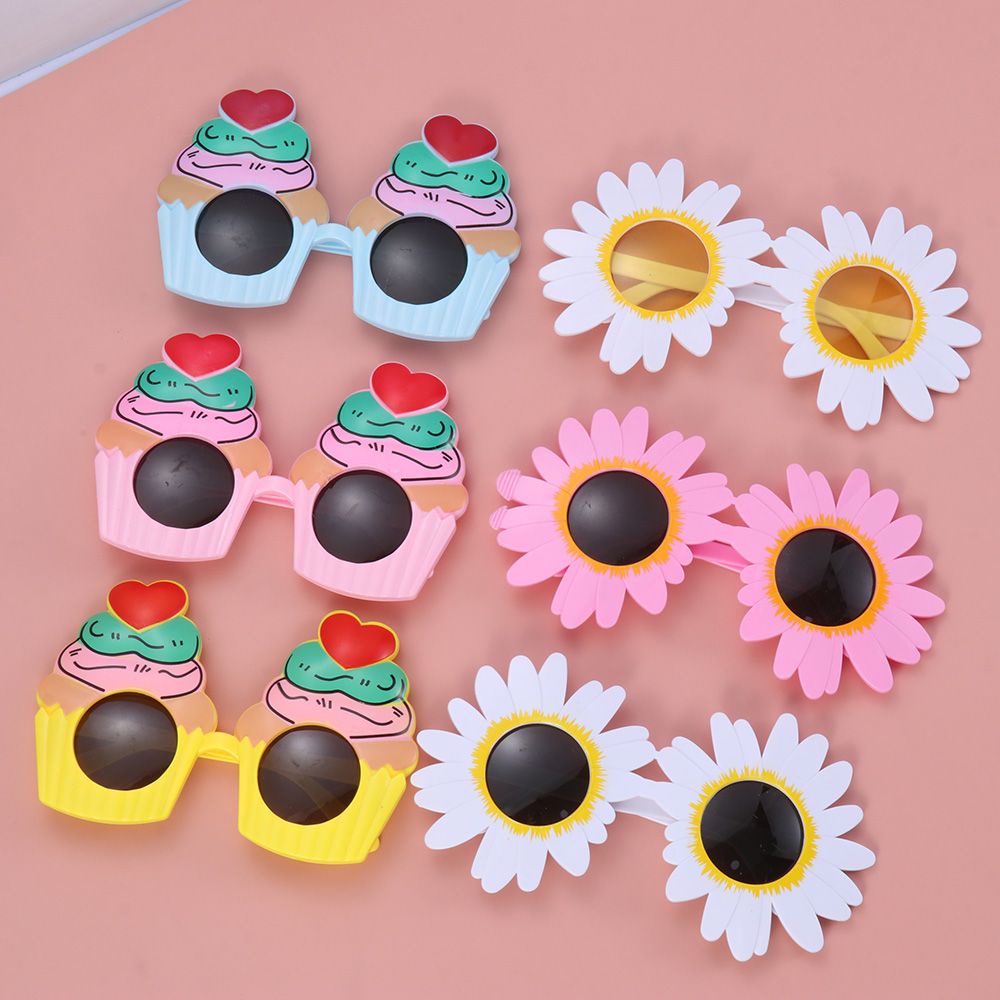 SUYOU Sun Flower Birthday Glasses Cake Party Sunglasses Ice Cream Insert The Cards Funny Decorate Holiday Celebration Selfie Props