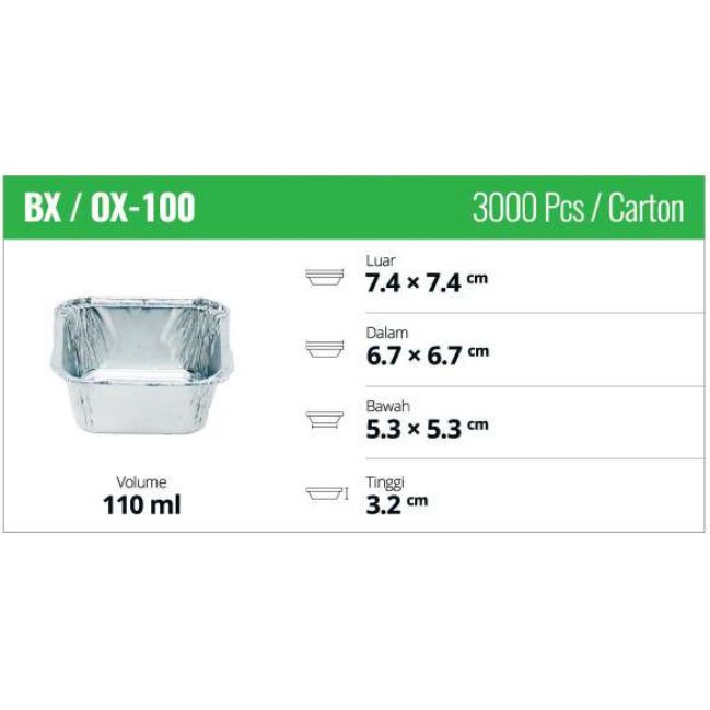 Foil Cup Alumunium - Alu Tray OX100 isi 10lbr