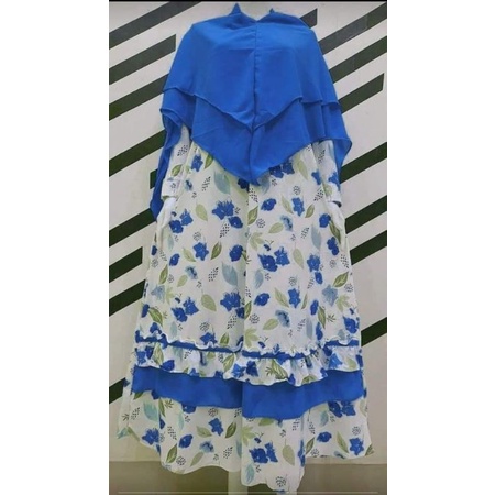 Gamis set hijab syari murah/ set misbee khimar ceruty motif kriwil