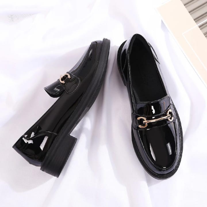 SEPATU WANITA DOCMART LOEFERS FLAT BLACK PREMIUM BEST SELLER 896