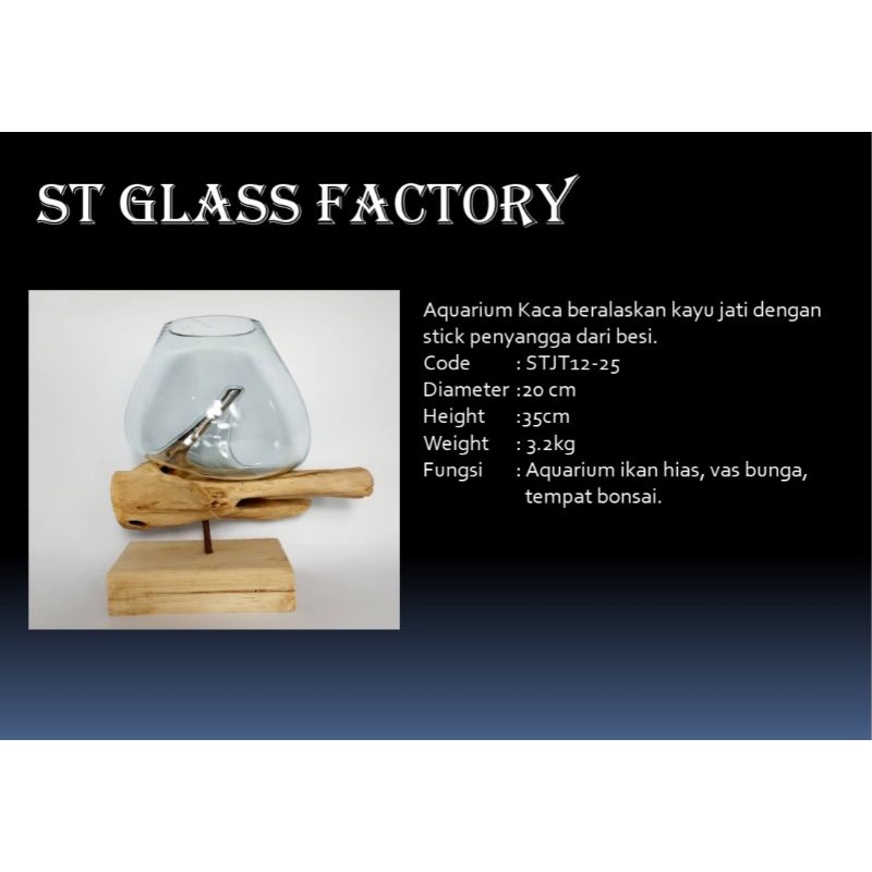 Aquarium dengan stand kayu jati / aquarium cupang /aquarium kaca tiup / vas tiup