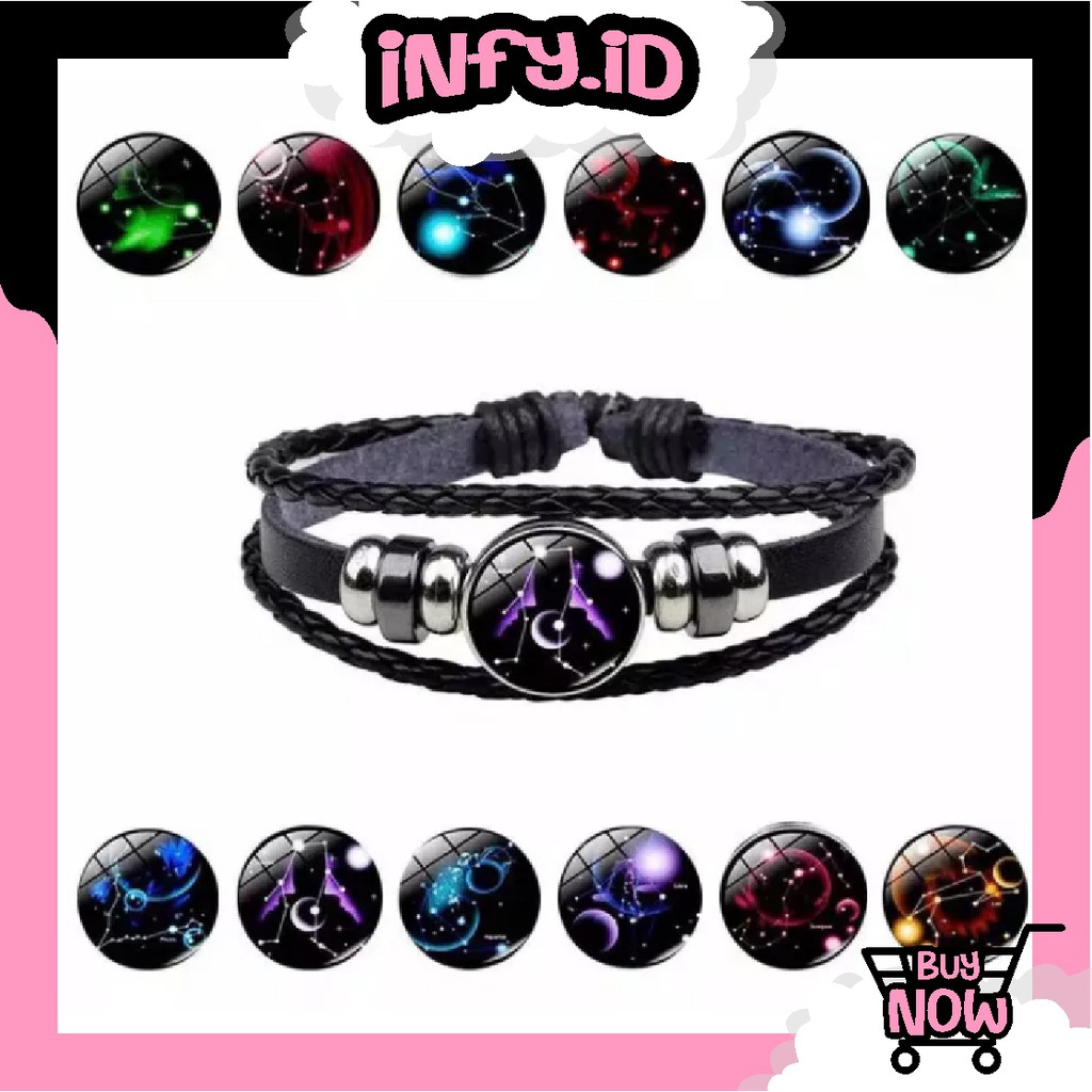 INFY - GELANG ZODIAK TANGAN WANITA PRIA KEPANG ZODIAC FASHION KOREA GLOW HIASAN A004 IMPORT MURAH