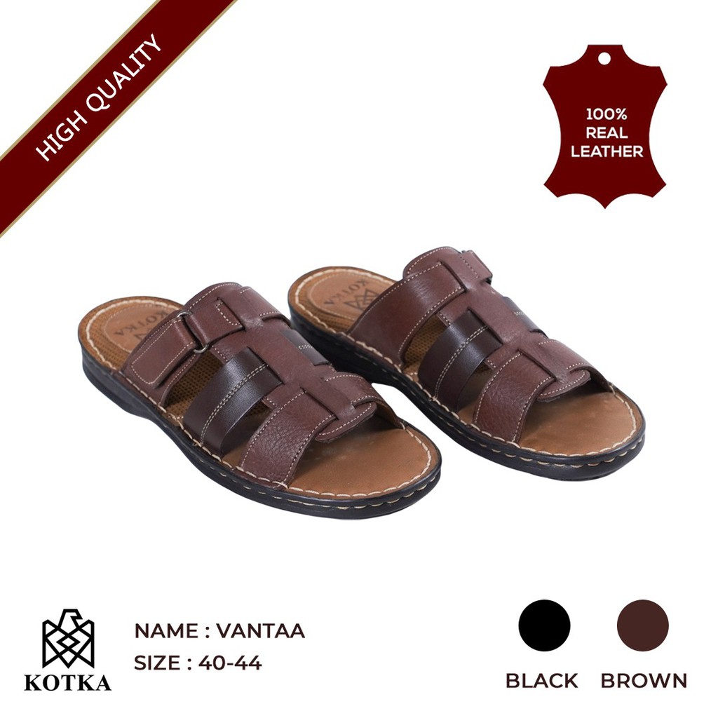 KOTKA Vantaa Sandal Kulit Pria Keren - Sandal Selop - 100% Kulit Asli