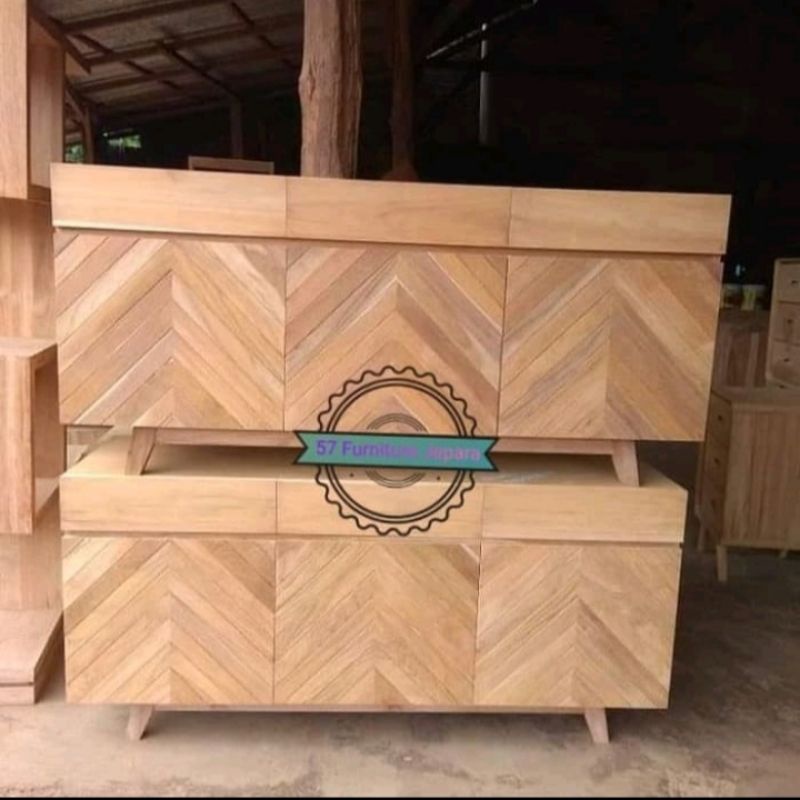 Meja Tv Kayu Jati - Bufet Tv Retro Kayu Jati