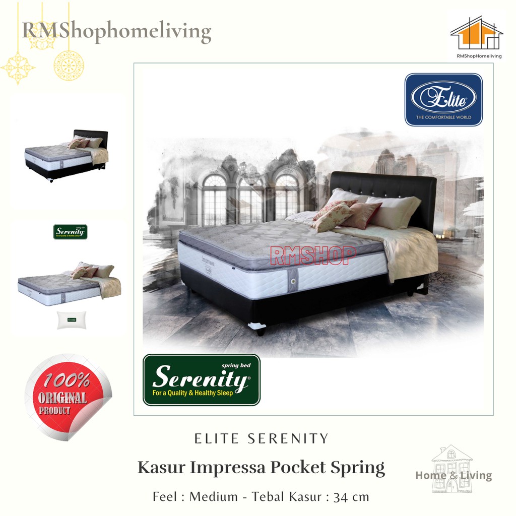 Kasur Elite Serenity Impressa Pocket Spring FULL SET Spring Bed