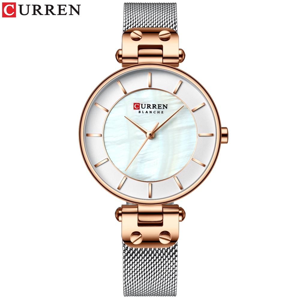 

Jam Wanita Curren Ladies Luxury Rose Gold Clock Stainless Steel Waterproof Quartz Watch Casual