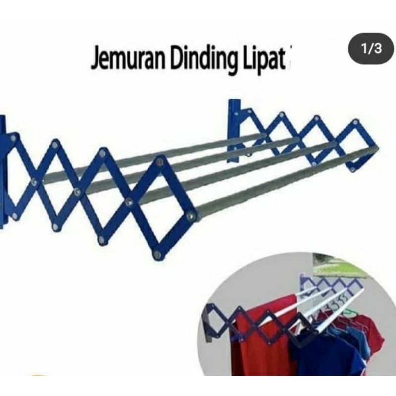jemuran dinding lipat aluminium hanger baju handuk towel