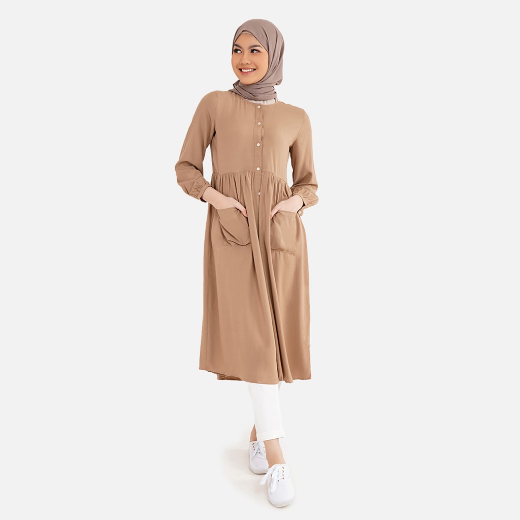Aeesha Tunik Wanita Lengan Panjang A05932A Cokelat